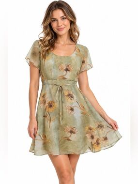 Byer Too! California Size 9 Jr Floral Rare Vintage 90s Manufactures Sample Dress